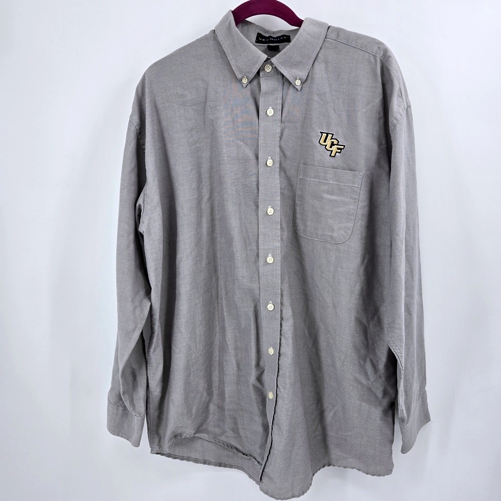 Univ. of‎ Central Florida UCF Knights Shirt XL Grey Oxford Button Down VGUC